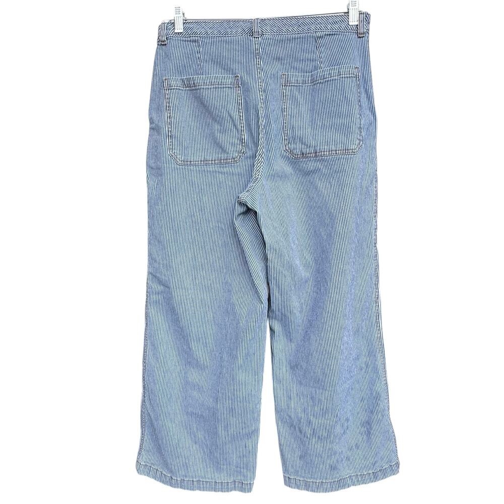 Universal Thread Striped Wide Leg Crop Jeans Blue Railroad Utility Size 12 - Picture 3 of 7